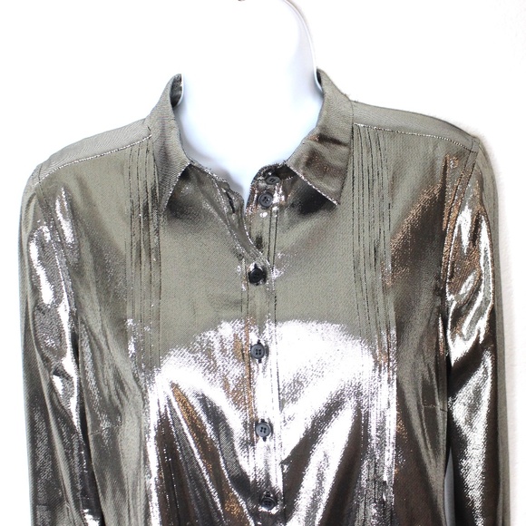 Burberry Button Up Shirt Silver Dipper Metallic - Picture 3 of 8